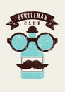 Gentleman Club. Emblem for bar or barbershop. Typographic vintage grunge Whiskey Party poster design. Retro vector illustration. Royalty Free Stock Photo